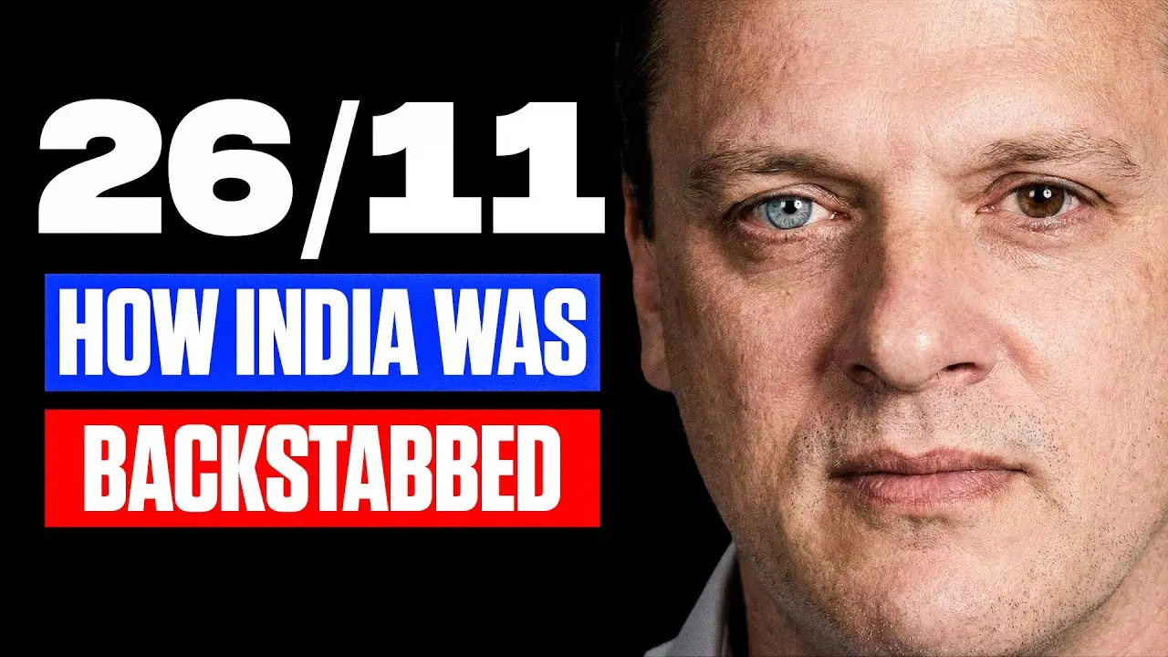 Thumbnail: "26/11, how India was backstabbed" beside a close-up of a man's face.